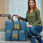 Personalized Gold Coast Titans Christmas Travel Bag Australian Rugby Fans - Pixelated Ugly Xmas Pattern Mascot Santa