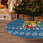 Gold Coast Titans Christmas Tree Skirt Australian Rugby Fans - Pixelated Ugly Xmas Pattern Mascot Santa