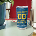 Personalized Gold Coast Titans Christmas Tumbler Cup Australian Rugby Fans - Pixelated Ugly Xmas Pattern Mascot Santa