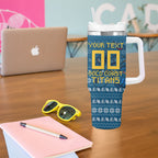 Personalized Gold Coast Titans Christmas Tumbler With Handle Australian Rugby Fans - Pixelated Ugly Xmas Pattern Mascot Santa