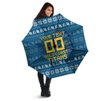 Personalized Gold Coast Titans Christmas Umbrella Australian Rugby Fans - Pixelated Ugly Xmas Pattern Mascot Santa
