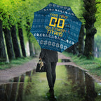 Personalized Gold Coast Titans Christmas Umbrella Australian Rugby Fans - Pixelated Ugly Xmas Pattern Mascot Santa