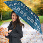 Personalized Gold Coast Titans Christmas Umbrella Australian Rugby Fans - Pixelated Ugly Xmas Pattern Mascot Santa