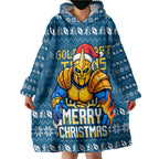 Personalized Gold Coast Titans Christmas Wearable Blanket Hoodie Australian Rugby Fans - Pixelated Ugly Xmas Pattern Mascot Santa