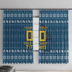 Personalized Gold Coast Titans Christmas Window Curtain Australian Rugby Fans - Pixelated Ugly Xmas Pattern Mascot Santa