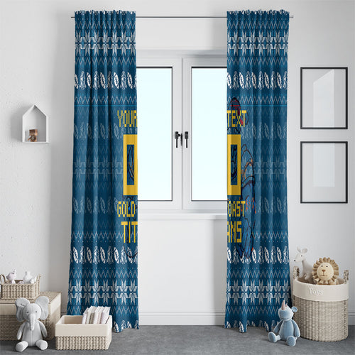 Personalized Gold Coast Titans Christmas Window Curtain Australian Rugby Fans - Pixelated Ugly Xmas Pattern Mascot Santa