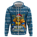 Personalized Gold Coast Titans Christmas Zip Hoodie Australian Rugby Fans - Pixelated Ugly Xmas Pattern Mascot Santa
