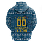 Personalized Gold Coast Titans Christmas Zip Hoodie Australian Rugby Fans - Pixelated Ugly Xmas Pattern Mascot Santa