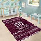 Personalized Sea Eagles Christmas Area Rug Australian Rugby Fans - Pixelated Ugly Xmas Pattern Mascot Santa