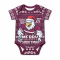 Personalized Sea Eagles Christmas Baby Onesie Australian Rugby Fans - Pixelated Ugly Xmas Pattern Mascot Santa