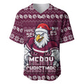 Personalized Sea Eagles Christmas Baseball Jersey Australian Rugby Fans - Pixelated Ugly Xmas Pattern Mascot Santa