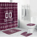 Personalized Sea Eagles Christmas Bathroom Set Australian Rugby Fans - Pixelated Ugly Xmas Pattern Mascot Santa