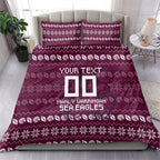 Personalized Sea Eagles Christmas Bedding Set Australian Rugby Fans - Pixelated Ugly Xmas Pattern Mascot Santa