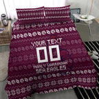 Personalized Sea Eagles Christmas Bedding Set Australian Rugby Fans - Pixelated Ugly Xmas Pattern Mascot Santa