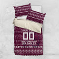 Personalized Sea Eagles Christmas Bedding Set Australian Rugby Fans - Pixelated Ugly Xmas Pattern Mascot Santa
