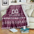 Personalized Sea Eagles Christmas Blanket Australian Rugby Fans - Pixelated Ugly Xmas Pattern Mascot Santa