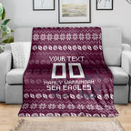 Personalized Sea Eagles Christmas Blanket Australian Rugby Fans - Pixelated Ugly Xmas Pattern Mascot Santa