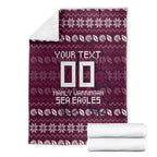 Personalized Sea Eagles Christmas Blanket Australian Rugby Fans - Pixelated Ugly Xmas Pattern Mascot Santa