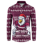 Personalized Sea Eagles Christmas Button Sweatshirt Australian Rugby Fans - Pixelated Ugly Xmas Pattern Mascot Santa