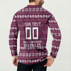 Personalized Sea Eagles Christmas Button Sweatshirt Australian Rugby Fans - Pixelated Ugly Xmas Pattern Mascot Santa