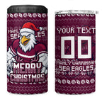 Personalized Sea Eagles Christmas 4 in 1 Can Cooler Tumbler Australian Rugby Fans - Pixelated Ugly Xmas Pattern Mascot Santa