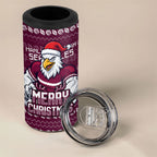 Personalized Sea Eagles Christmas 4 in 1 Can Cooler Tumbler Australian Rugby Fans - Pixelated Ugly Xmas Pattern Mascot Santa