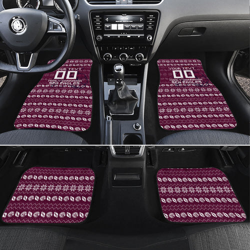 Personalized Sea Eagles Christmas Car Mats Australian Rugby Fans - Pixelated Ugly Xmas Pattern Mascot Santa