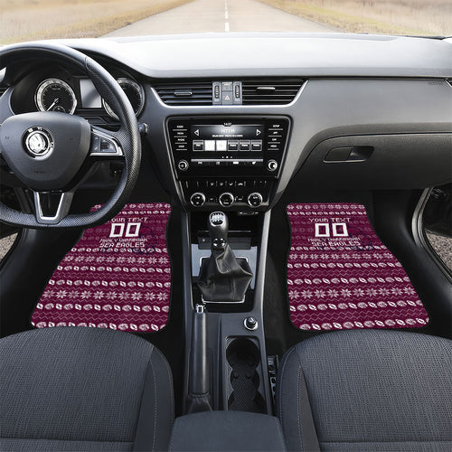 Personalized Sea Eagles Christmas Car Mats Australian Rugby Fans - Pixelated Ugly Xmas Pattern Mascot Santa