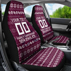 Personalized Sea Eagles Christmas Car Seat Cover Australian Rugby Fans - Pixelated Ugly Xmas Pattern Mascot Santa