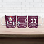Personalized Sea Eagles Christmas Ceramic Mug Australian Rugby Fans - Pixelated Ugly Xmas Pattern Mascot Santa