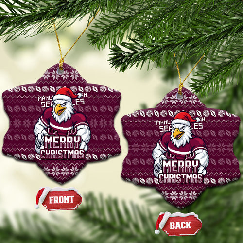 Sea Eagles Christmas Ceramic Ornament Australian Rugby Fans - Pixelated Ugly Xmas Pattern Mascot Santa