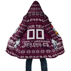 Personalized Sea Eagles Christmas Cloak Australian Rugby Fans - Pixelated Ugly Xmas Pattern Mascot Santa