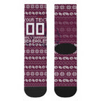 Personalized Sea Eagles Christmas Crew Socks Australian Rugby Fans - Pixelated Ugly Xmas Pattern Mascot Santa