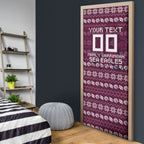 Personalized Sea Eagles Christmas Door Cover Australian Rugby Fans - Pixelated Ugly Xmas Pattern Mascot Santa