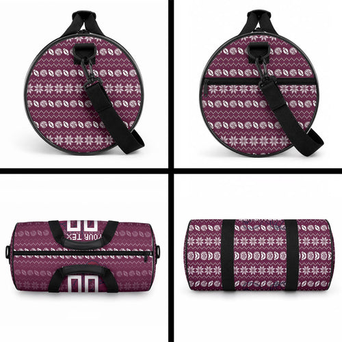 Personalized Sea Eagles Christmas Duffle Bag Australian Rugby Fans - Pixelated Ugly Xmas Pattern Mascot Santa