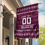 Personalized Sea Eagles Christmas Garden Flag Australian Rugby Fans - Pixelated Ugly Xmas Pattern Mascot Santa