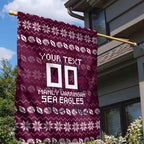 Personalized Sea Eagles Christmas Garden Flag Australian Rugby Fans - Pixelated Ugly Xmas Pattern Mascot Santa