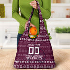 Personalized Sea Eagles Christmas Grocery Bag Australian Rugby Fans - Pixelated Ugly Xmas Pattern Mascot Santa