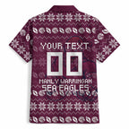 Personalized Sea Eagles Christmas Hawaiian Shirt Australian Rugby Fans - Pixelated Ugly Xmas Pattern Mascot Santa