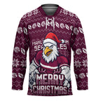 Personalized Sea Eagles Christmas Hockey Jersey Australian Rugby Fans - Pixelated Ugly Xmas Pattern Mascot Santa