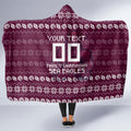 Personalized Sea Eagles Christmas Hooded Blanket Australian Rugby Fans - Pixelated Ugly Xmas Pattern Mascot Santa