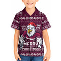 Personalized Sea Eagles Christmas Kid Hawaiian Shirt Australian Rugby Fans - Pixelated Ugly Xmas Pattern Mascot Santa