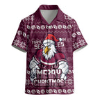 Personalized Sea Eagles Christmas Kid Hawaiian Shirt Australian Rugby Fans - Pixelated Ugly Xmas Pattern Mascot Santa
