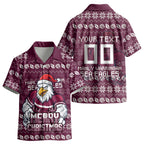 Personalized Sea Eagles Christmas Kid Hawaiian Shirt Australian Rugby Fans - Pixelated Ugly Xmas Pattern Mascot Santa
