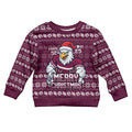 Personalized Sea Eagles Christmas Kid Ugly Christmas Sweater Australian Rugby Fans - Pixelated Ugly Xmas Pattern Mascot Santa