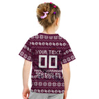 Personalized Sea Eagles Christmas Kid T Shirt Australian Rugby Fans - Pixelated Ugly Xmas Pattern Mascot Santa