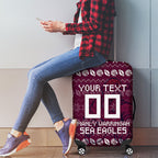 Personalized Sea Eagles Christmas Luggage Cover Australian Rugby Fans - Pixelated Ugly Xmas Pattern Mascot Santa