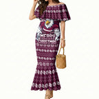 Personalized Sea Eagles Christmas Mermaid Dress Australian Rugby Fans - Pixelated Ugly Xmas Pattern Mascot Santa