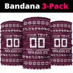 Personalized Sea Eagles Christmas Neck Gaiter Australian Rugby Fans - Pixelated Ugly Xmas Pattern Mascot Santa