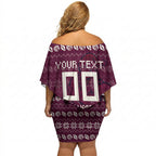 Personalized Sea Eagles Christmas Off Shoulder Short Dress Australian Rugby Fans - Pixelated Ugly Xmas Pattern Mascot Santa